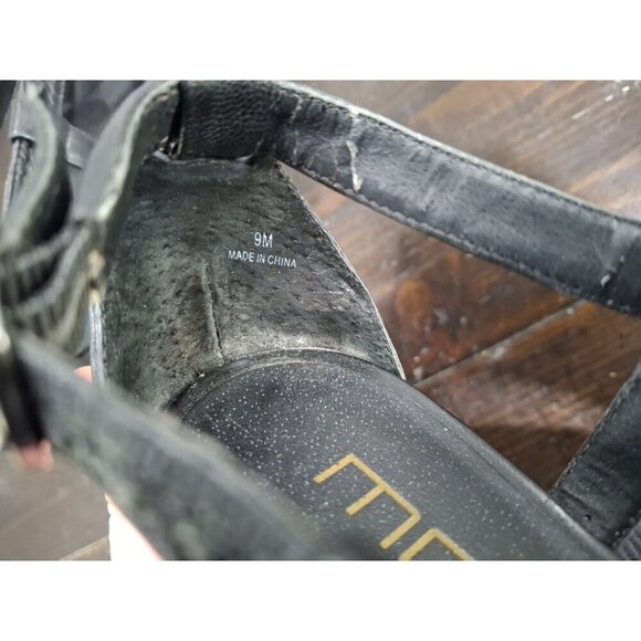 Moda Spana Black Leather Strappy Peep Toe Heels/Pre-owned, Sz. 9M - Picture 9 of 9